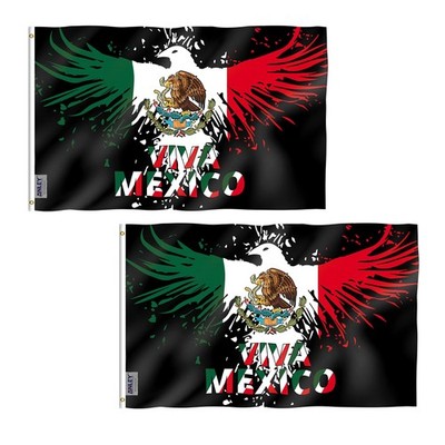 Anley 2 Pack Fly Breeze 3x5 Ft Viva Mexico Flag - Mexico Eagle MX National Flag