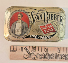 Vintage Van Bibber Sliced Plug Pipe Tobacco Tin Flat Pocket Small Box