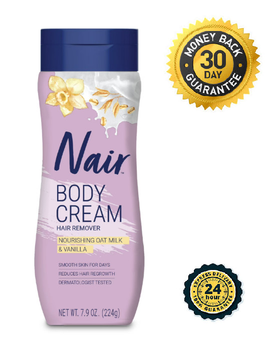 Nair Body Cream Hair Remover, Oat Milk & Vanilla, Body Hair Removal Cream for Wo