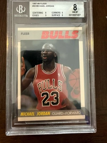MICHAEL JORDAN 1987-88 FLEER #59 NBA BECKETT BGS 8 Awesome Card Dual 9s