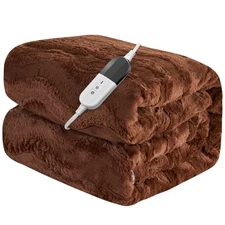 Heated Blanket Twin Size, Warm Soft Faux Rabbit Fur Electric Blanket with 6 H...