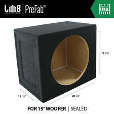 2.15 ft Sealed MDF Sub Enclosure Box for Single 15-Inch Car Audio Subwooofer