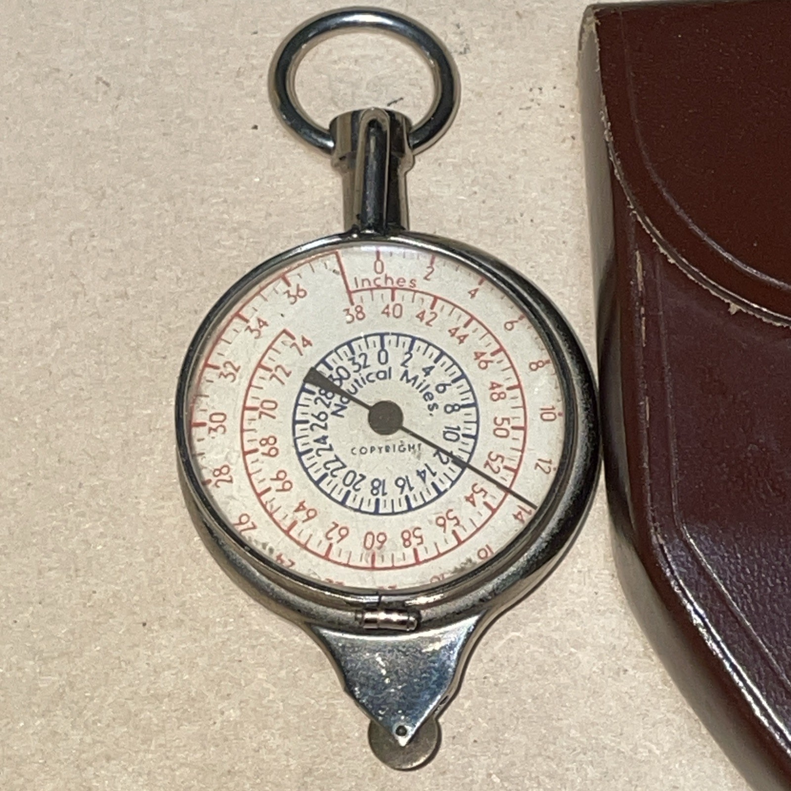 Vintage German Germany Opisometer Map Measurer Compass Leather Case - Wanderer