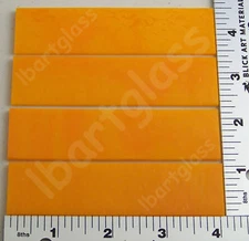 4-1"x 4" OPAL ORANGE BULLSEYE GLASS SHEET STRIPS 90 COE