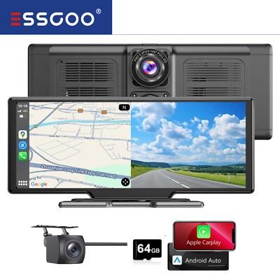 ESSGOO DashCam 4K Autokamera 10.26'' Navi WiFi Wireless CarPlay Android Auto FM