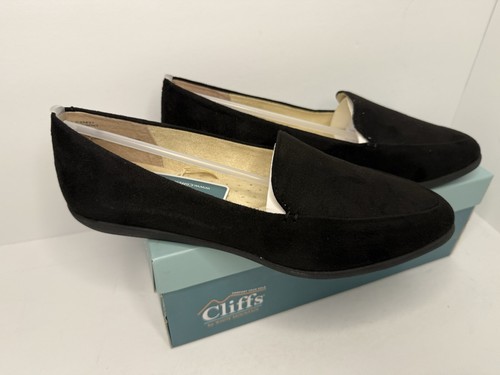 Cliffs by White Mountain Women's Black Faux Suede Loafer Size 8.5 NEW NIB
