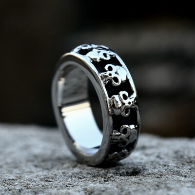 Stainless Steel Gothic Male Wedding Rings Mens Skull Ring