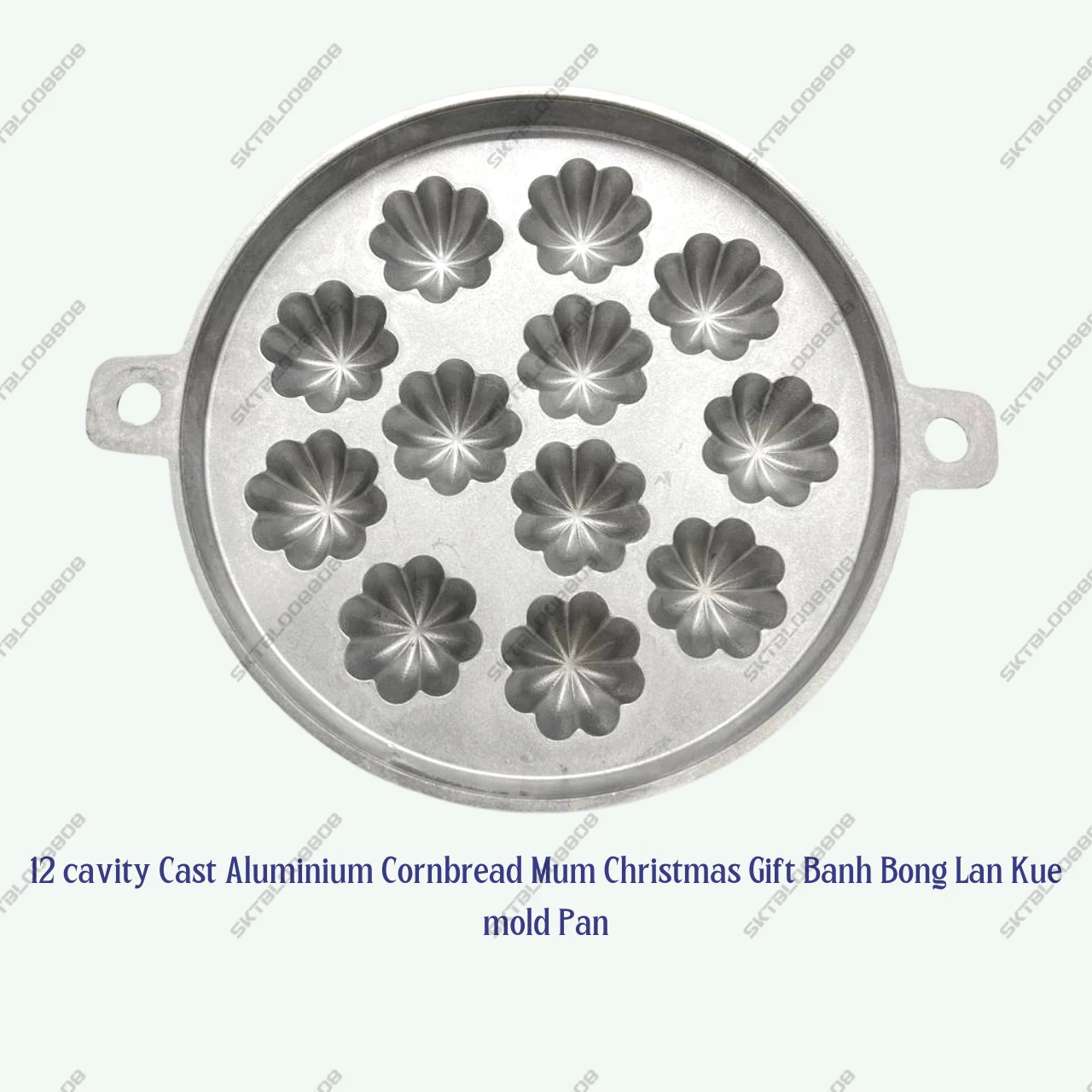 12 small cavity Cast Aluminium Fluted Cornbread Turks Head Bahulu Pan Mold