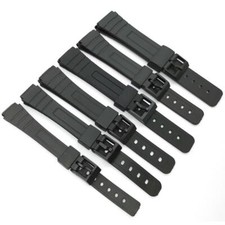 New 12mm to 22mm Silicone Watch Strap for Casio W800h Black Pu Resin Bracelet