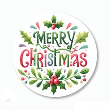 Holly Merry Christmas Party Favors Scrapbook Stickers Labels Envelope Seals