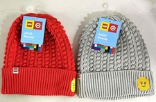 Adult LEGO Target Collection Minifigure Patch Beanie Hat One Size in Gray or Red