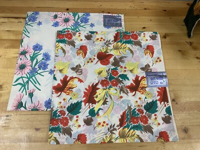 Dennison Designed Gift Wrap 2 Pack - Flower Themed- 20 x30  2 Sheets Per Pack
