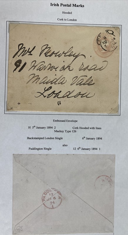 1893 Cork Ireland Postal Stationery Cover To London England