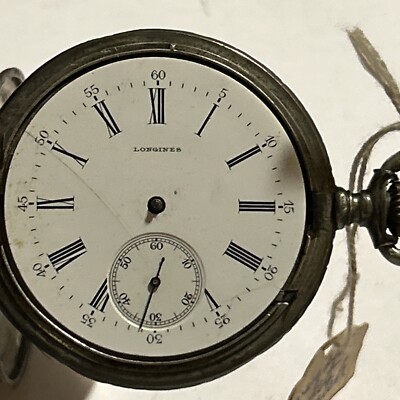 Longines GRAND PRIX 1900 800 silver hunter case Pocket Watch Need