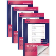 Cash and Rent Receipt Books 4 Pack 2-Part Carbonless 800 Sets Total