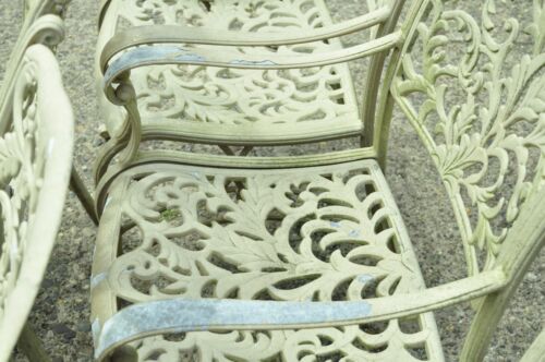 Cast Aluminum Leafy Scroll Outdoor Patio Dining Arm Chairs - Set of 4 - Picture 6 of 12