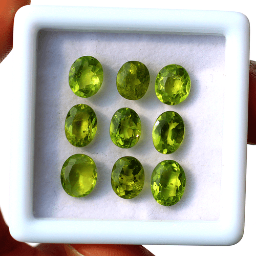 9 Pcs Natural Peridot Untreated 7-8mm Oval Faceted Cut Top Quality Gemstones Lot - Picture 11 of 13