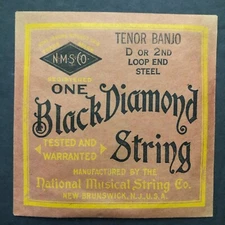 Vintage NMS Co. D or 2nd Loop End Steel 723 1/4 Black Diamond Tenor Banjo String
