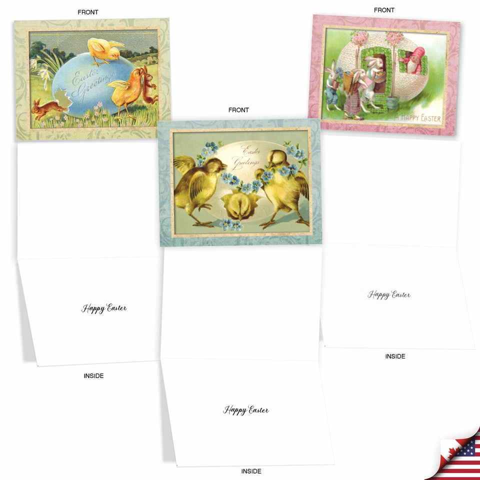 20 Easter Cards (10 Designs, 2 Each) - Springtime Chicks AM3196EAG-B2x10 - Image 4 of 4