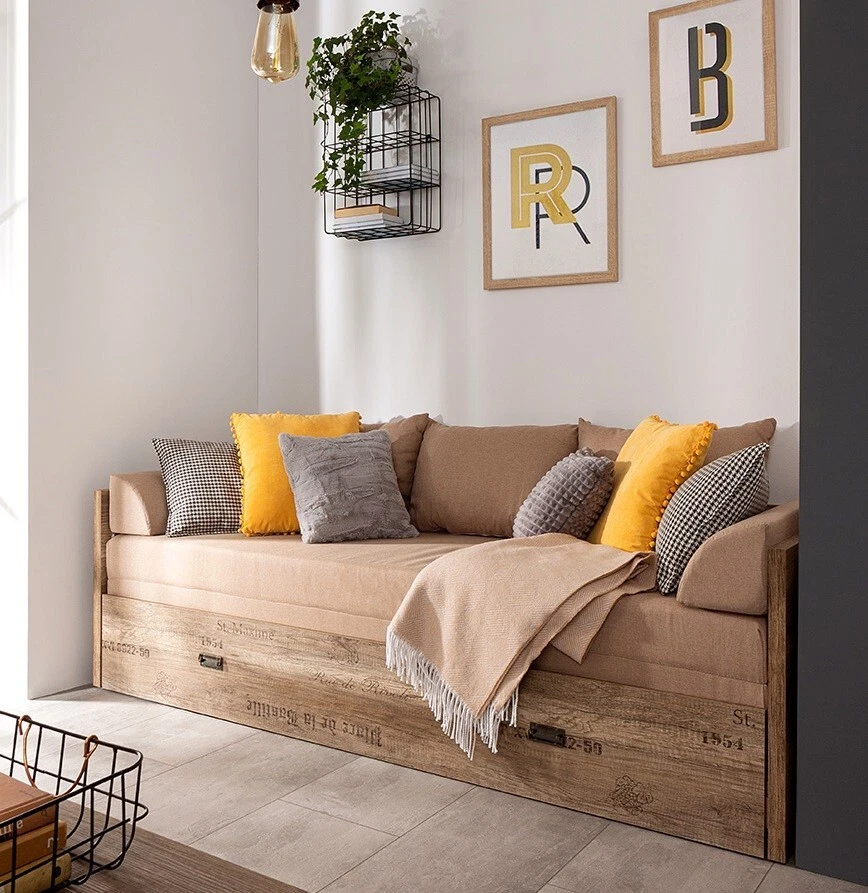 Yellow sofa sale bed the range