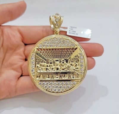 3.00Ct Round Lab Created Moissanite Customize Circle Pendant Yellow Gold Plated