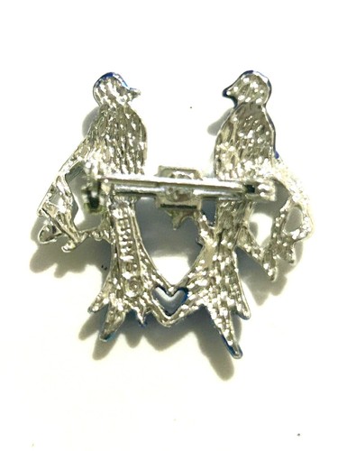 Broche Vintage Gerry's Blue Love Bird Tono Plateado Firmado - Imagen 5 de 9