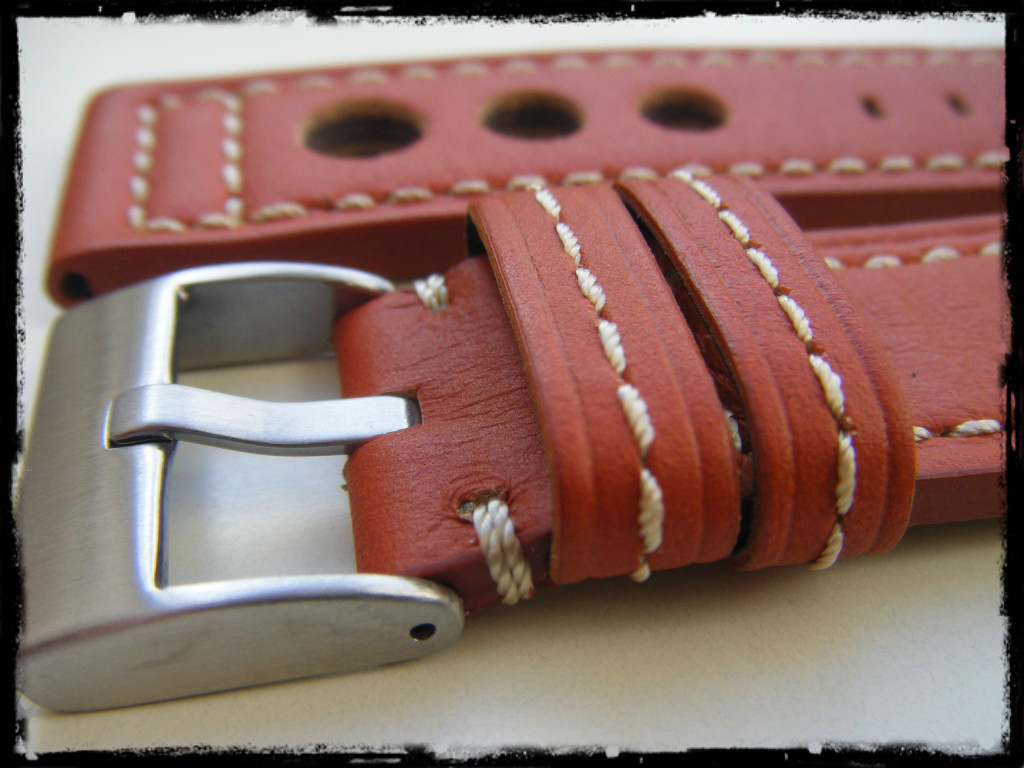 Cinturino sport racing vintage 22 mm vera pelle Watch strap Handmade in Italy | UK