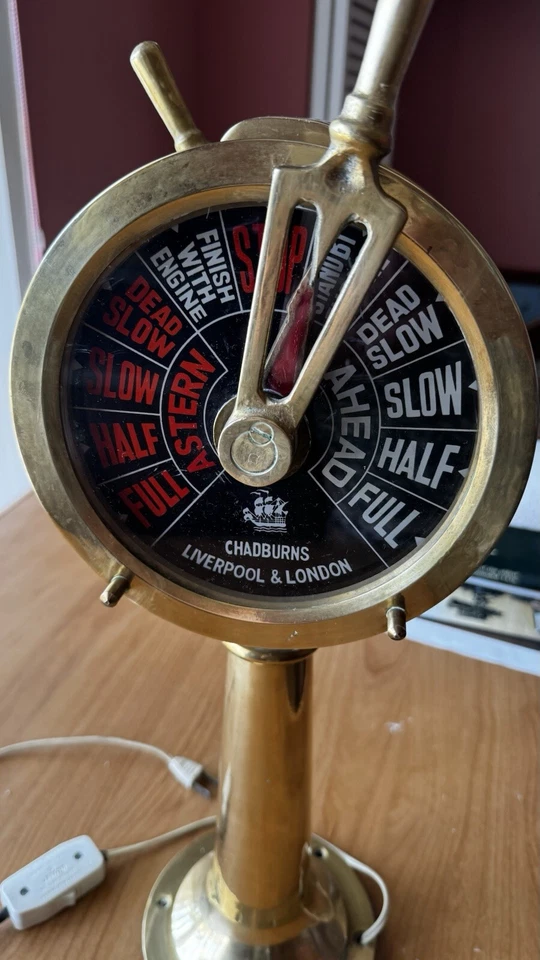 Telégrafo, lámpara, Chadburns Liverpool y Londres vintage de latón para sala de máquinas de barco de 20" Foto 4 de 4