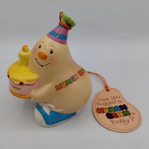 Vintage 80s Enesco Human Bean Birthday Figurine Lets Party 1981 Ceramic - Picture 1 of 18