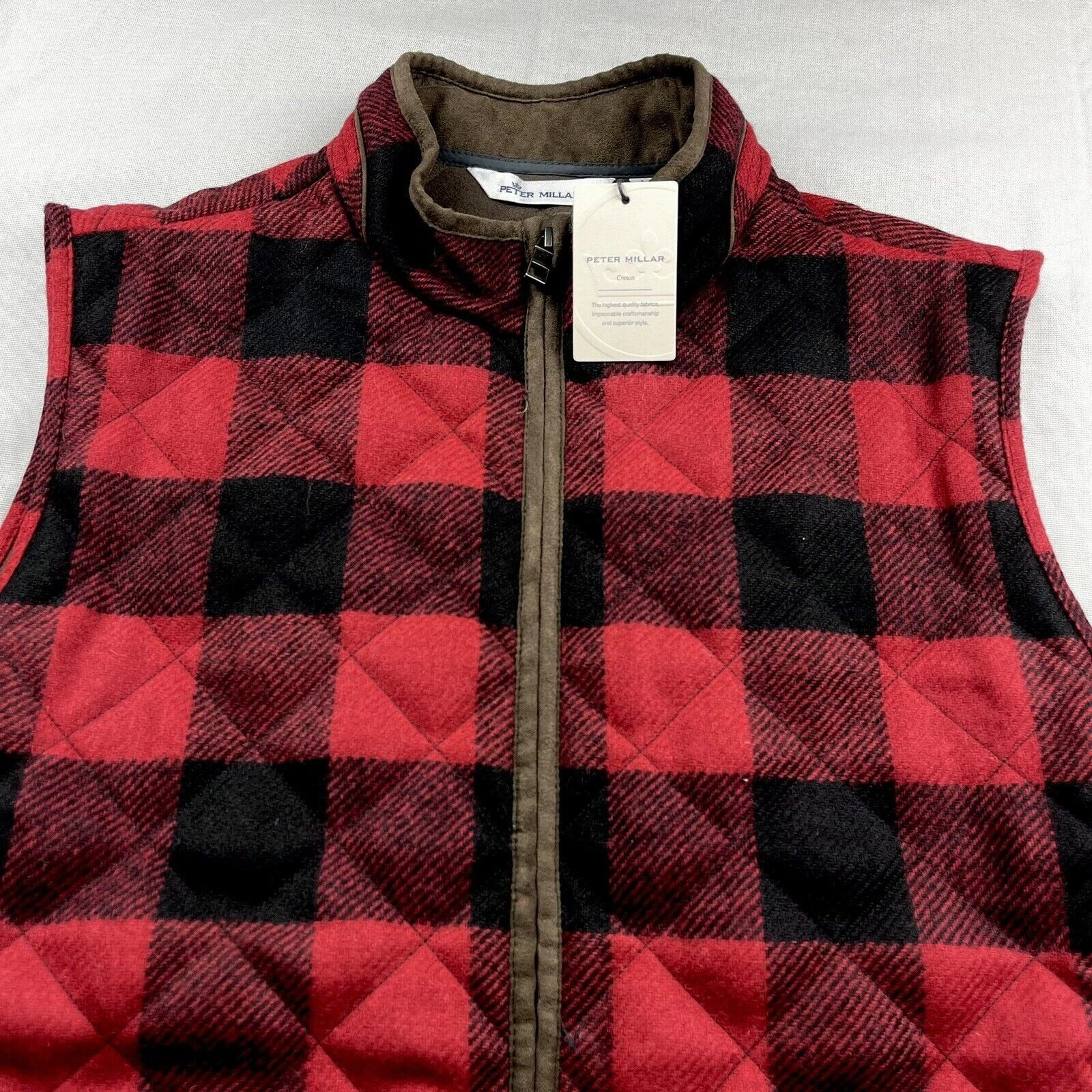 Peter Millar Crown Sport Shetland Wool Quilted Diamond Jacket Vest $278 Large