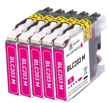 5 PK MAGENTA Premium Ink fits Brother LC203 MFC-J680DW MFC-J885DW MFC-J4420DW