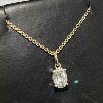 IGI Certified 1 CT Lab-Grown Oval Cut Diamond Women's Pendant In 14k Yellow Gold