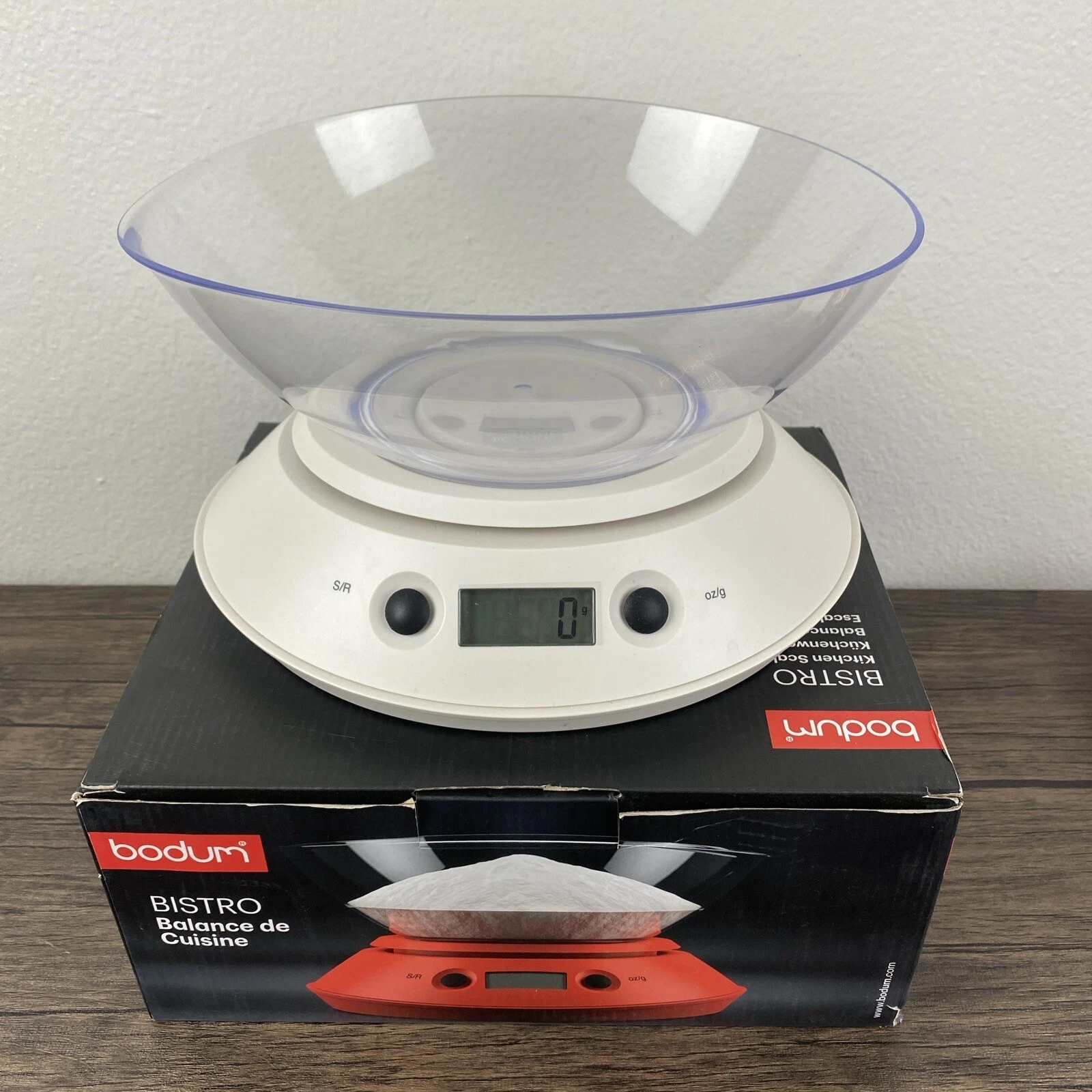 BODUM Bistro Coffee Food Kitchen Scale with Bowl Digital LCD Screen LARGE White