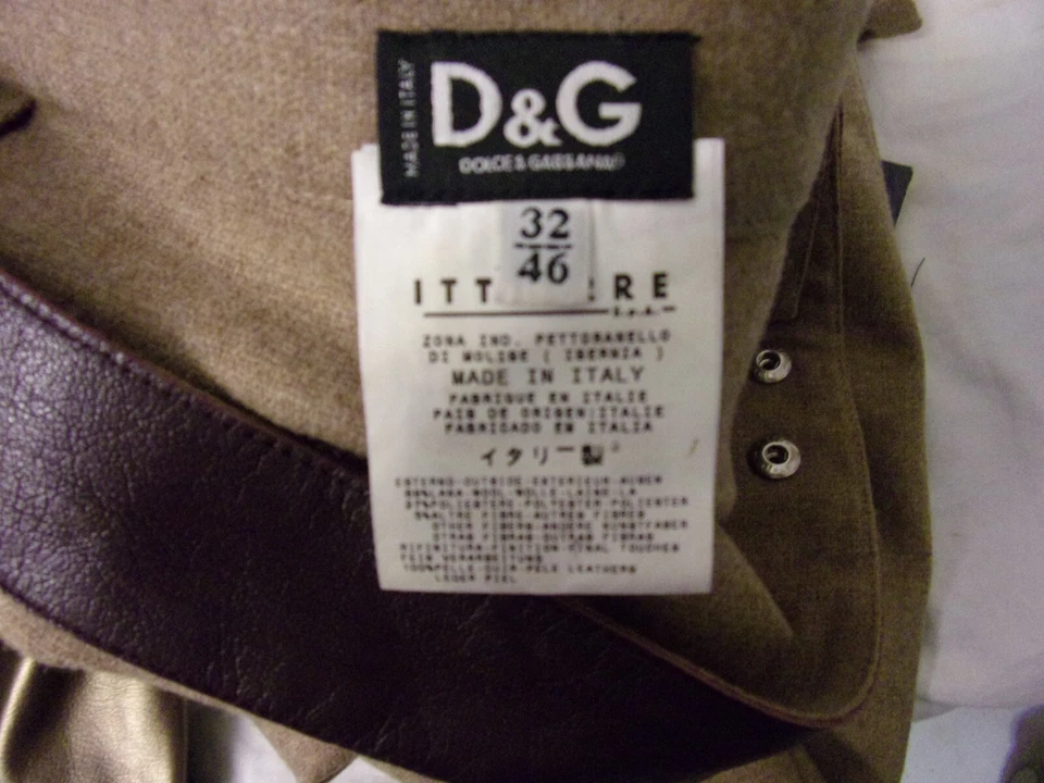 Винтажная коричневая шерстяная кожаная длинная юбка Dolce & Gabbana 32/46 красивая - Изображение 4 из 4