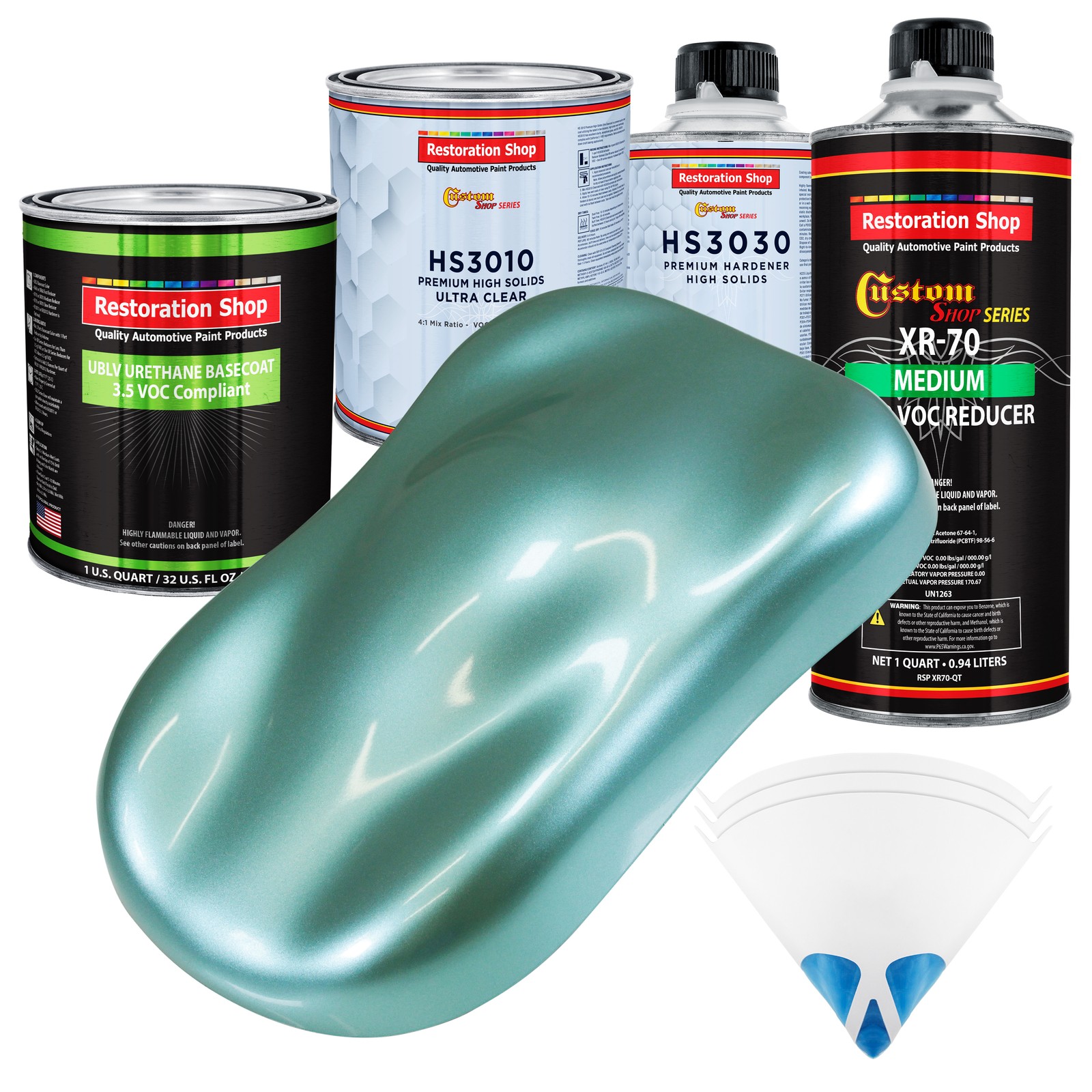 Silver Aqua Metallic Premium Quart Urethane Basecoat Low VOC Auto Paint Kit