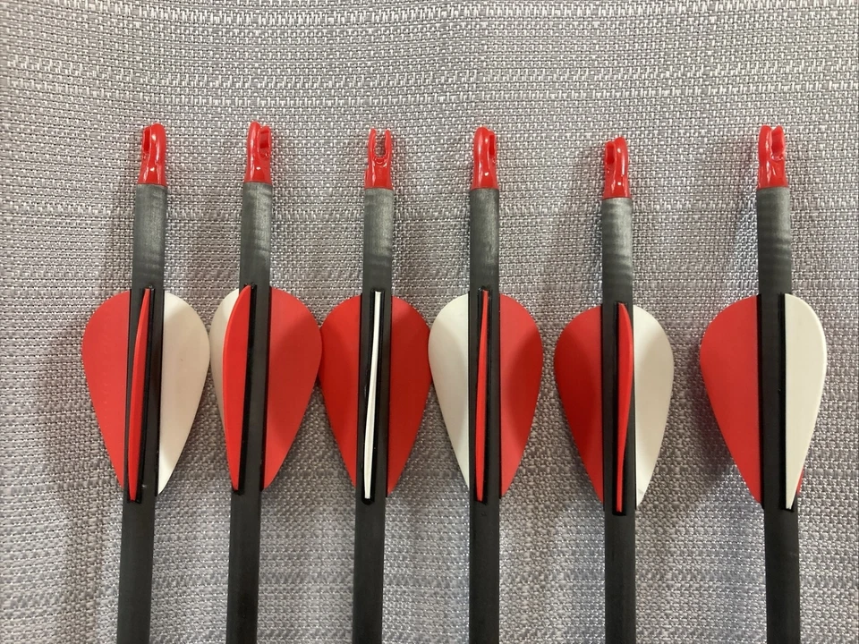 QTY 6 VICTORY BBVFS-350FQ BUCK BUSTER 350 SPINE 72P CARBON ARROW RED &WHITE VANE - Image 2 of 4