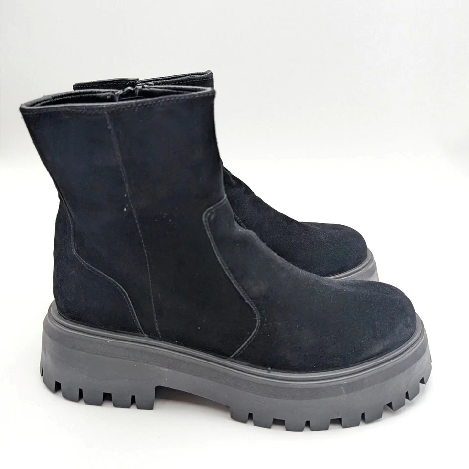 Botas calcetín de gamuza Asos Design Antigua punta redonda para mujer negras talla US9 EU40 Foto 3 de 4