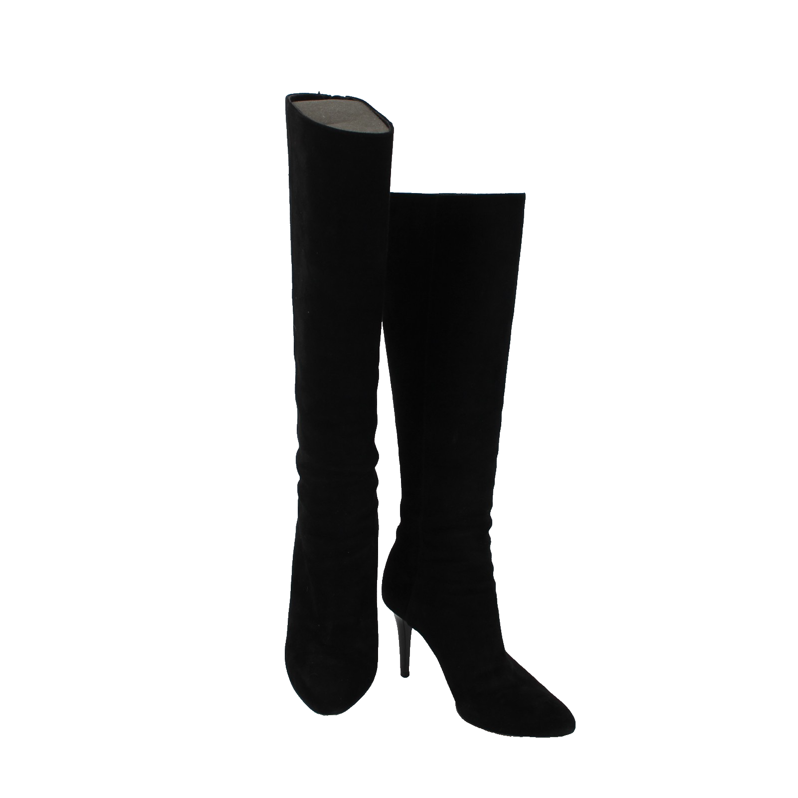 SAOLA Stivali Jimmy Choo taglia 35 5 neri scamosciati 14" suola pelle tacco 3" zip posteriore con sacchetto antipolvere