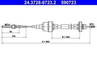 ATE Seilzug, KupplungsbetäTigung 24.3728-0723.2 FüR Opel