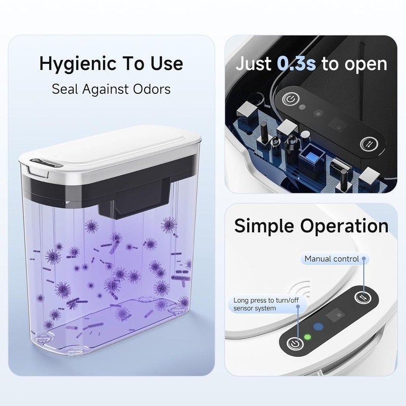 Touchless Motion Sensor Trash Can Odor Seal Removable Bag Fix 5 Gallon New