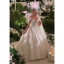 White Wedding Dresses Off Shoulder Sleeveless V-neck Beaded Sequined A-line Gown