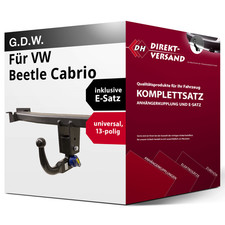 Anhängerkupplung abnehmbar + E-Satz 13pol universell für VW Beetle Cabrio 03-11