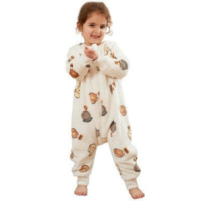 COOKY.D Baby Schlafsack Tragdecke Flanell Schlafanzug mit Füßen 9-18 Mont