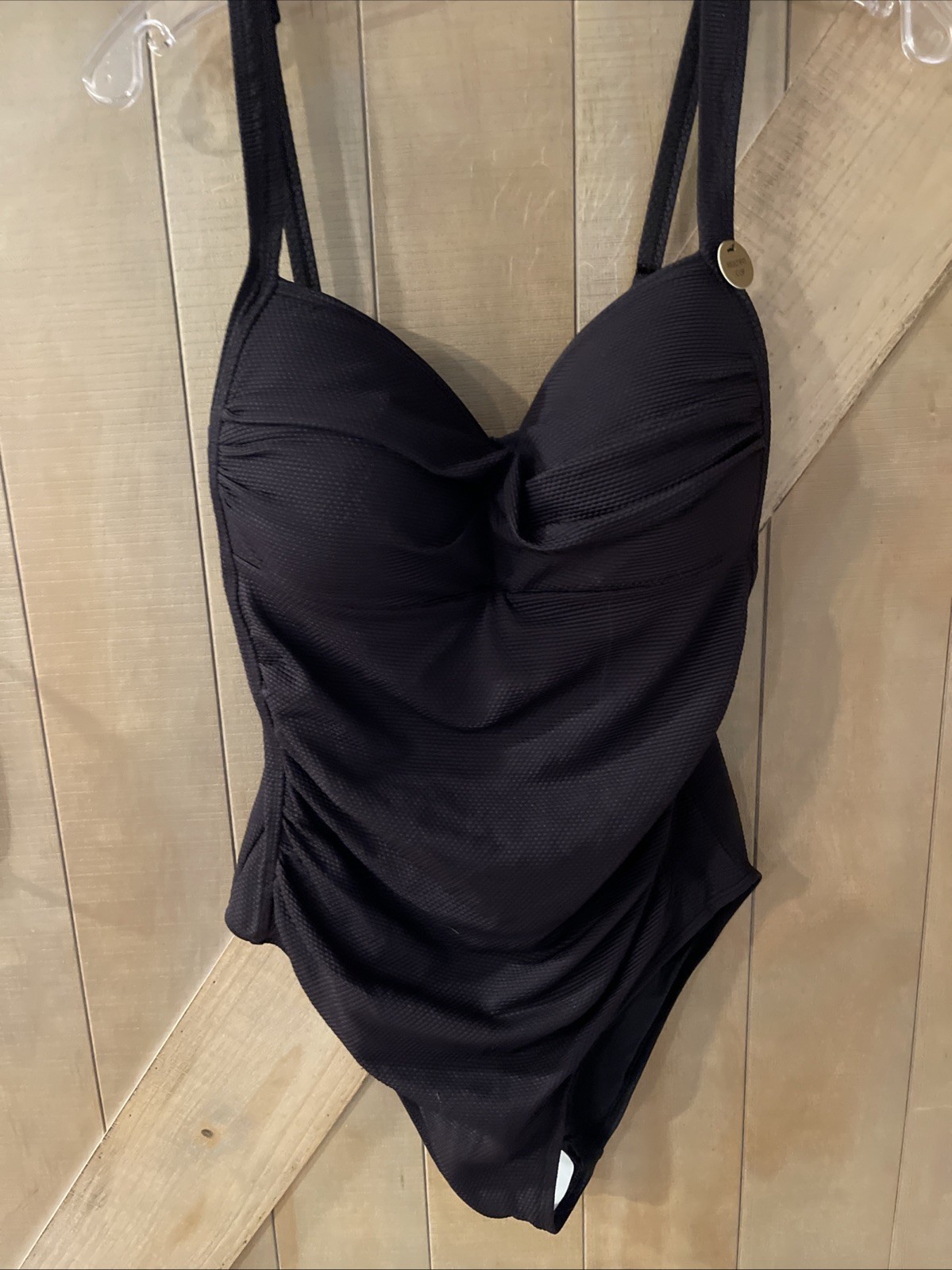 Nip Tuck Swim Twist Front  Swimsuit One Piece Size 12 Black NWT