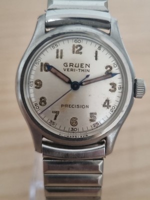 SCHÖNE, SEHR SELTENE VINTAGE GRUEN VERI-THIN  PRECISION  HERRENARMBANDUHR