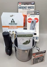Stainless Steel Camping Mug w/ Accessories Gift Set