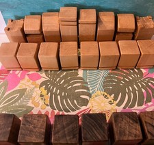 Vintage Chess Pieces Full Set of 32 MCM Dark vs Light Carved Blocks of Wood