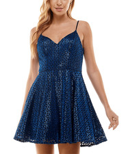 Juniors Womens Glitter Mini Fit & Flare Dress Size 5