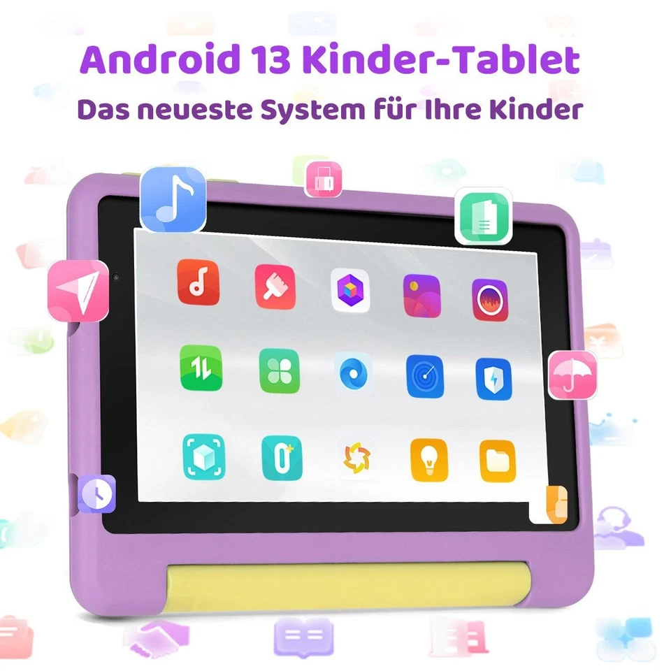 7 Zoll 8GB RAM+64GB ROM+128GB erweiterbar Android 13 WiFi Kinder Tablet Lila - Bild 3 von 4