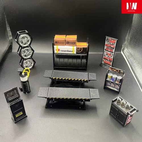 Diorama 1/18 Car Garage Repair Model Set Car Workshop Display Accessories Props - Picture 4 of 14
